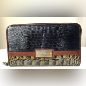 Brahmin Leather Embossed Zip Around Wallet